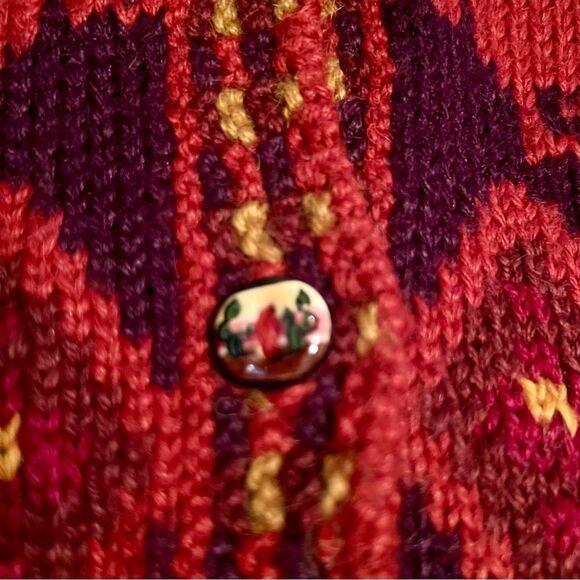 Vtg Perez 100% Baby Alpaca Hand Made Peru Southwest Aztec Oversized Cardigan L - Picture 6 of 14